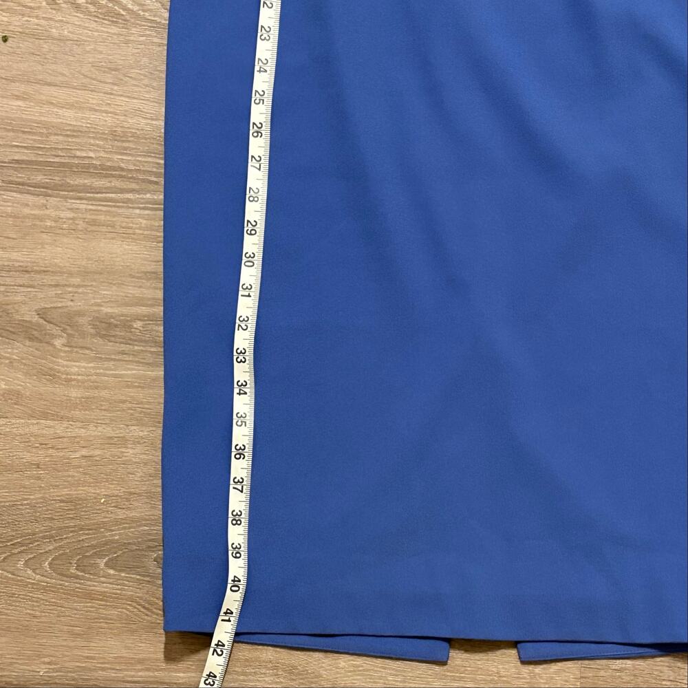 Dress The Population Lita Dress Sz M Blue Jay Tie Shoulder Cocktail Midi Sheath - Picture 10 of 16